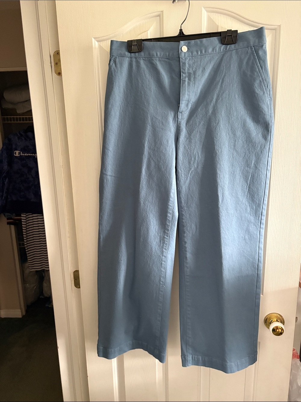 Classic Wide-Leg Cropped Pant in Light Blue